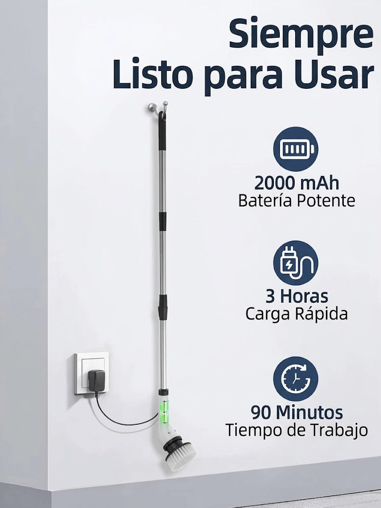 Cepillo eléctrico de limpieza inalámbrico 9 en 1 con mango largo retráctil