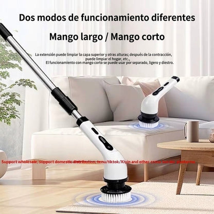 Cepillo eléctrico de limpieza inalámbrico 9 en 1 con mango largo retráctil