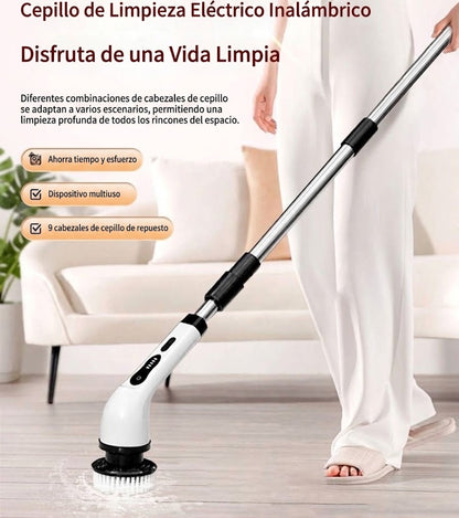 Cepillo eléctrico de limpieza inalámbrico 9 en 1 con mango largo retráctil