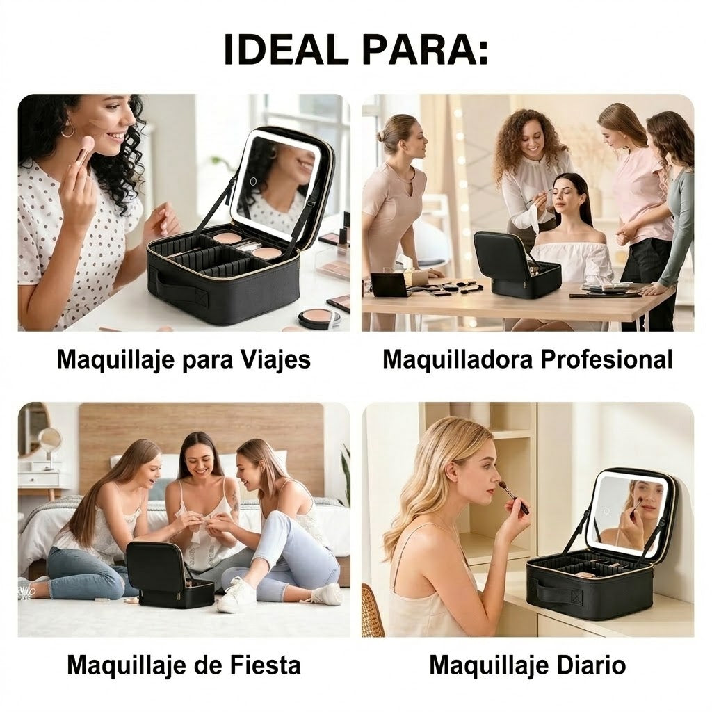 Cosmetiquera / Neceser con Espejo LED